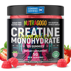 NUTRAGOGO creatine gummy jar front for convenient daily use