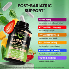 NutraHarmony bariatric multivitamin iron close-up of the capsules for easy swallowing.