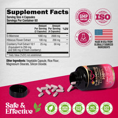 NUTRAHARMONY D-Mannose capsules side view for easy daily dosing