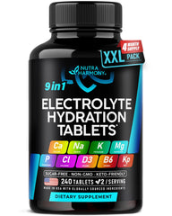 NUTRAHARMONY Electrolytes tablets bottle front for on-the-go hydration during workouts