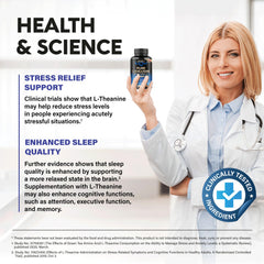 NUTRAHARMONY L-Theanine 400 mg green-tea origin label communicates natural sourcing.
