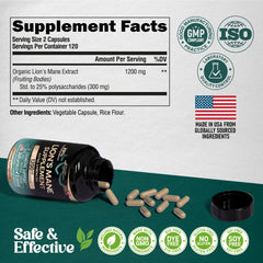 NutraHarmony Lions Mane capsules 1200mg: convenient daily ritual for brain health