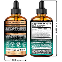 Pouring NutraHarmony lymph drops illustrating easy administration.