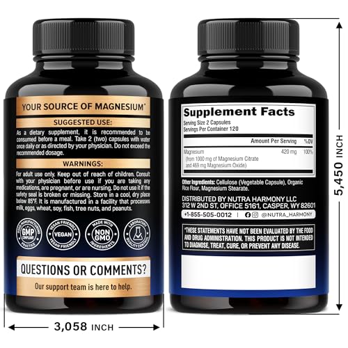 NutraHarmony Magnesium Citrate capsules on display highlight easy-to-swallow daily use.