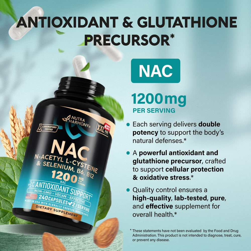 NutraHarmony NAC bottle seal indicating quality and safety.