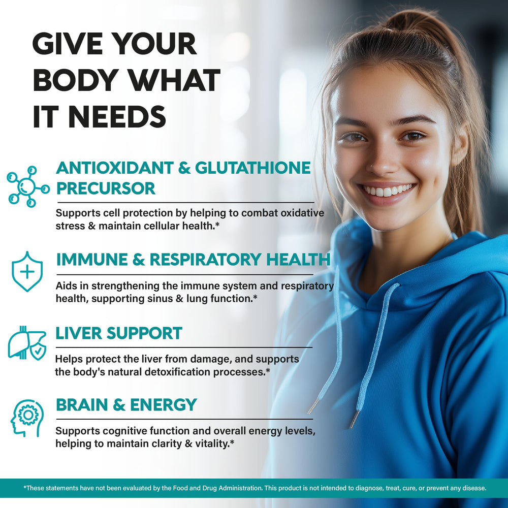 NutraHarmony NAC packaging label showcasing product ingredients and co-factors.