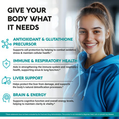 NutraHarmony NAC packaging label showcasing product ingredients and co-factors.