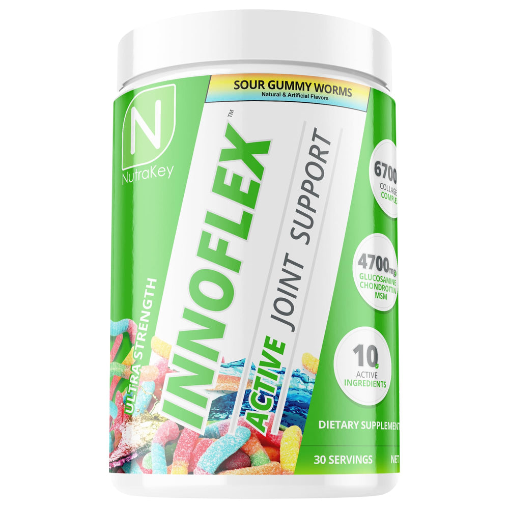 NutraKey Innoflex bottle close-up, showcasing joint support for active adults.