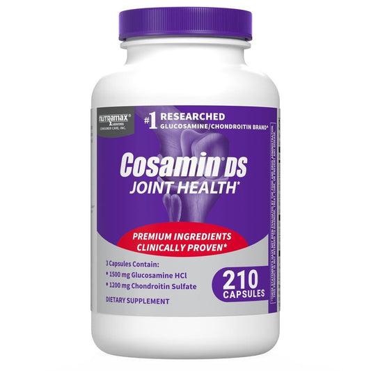 Nutramax Cosamin DS bottle with capsules for daily joint support