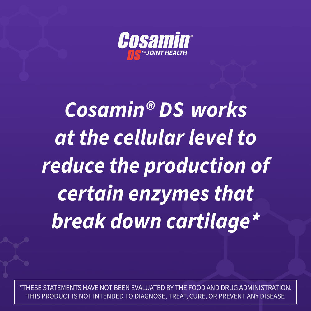 Nutramax Cosamin DS label close-up with key ingredients.
