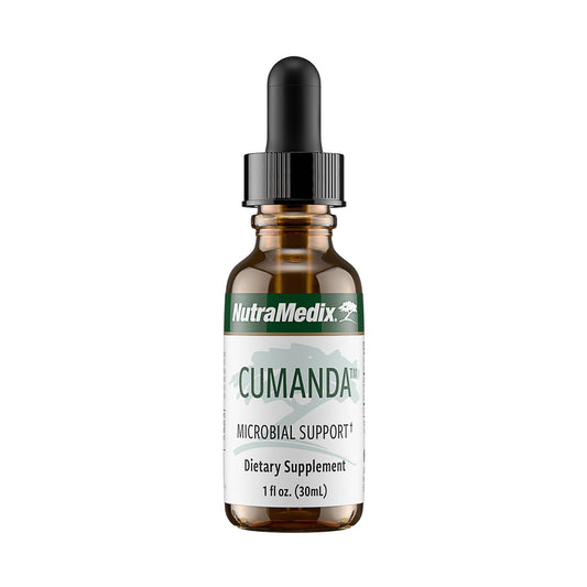 NutraMedix Cumanda bottle front view, herbal tincture for digestive balance.