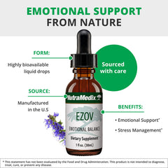 NutraMedix Ezov Hyssop liquid in glass highlights quick absorption