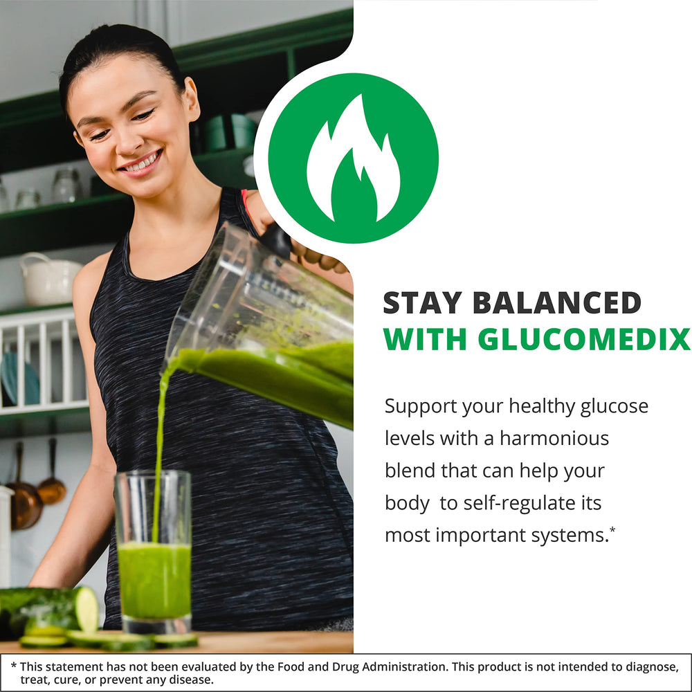 NutraMedix GlucoMedix dropper releasing drops for quick absorption.