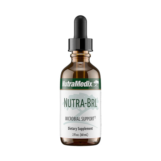 NutraMedix Nutra BRL bottle closeup highlighting herbal blend for immune support.