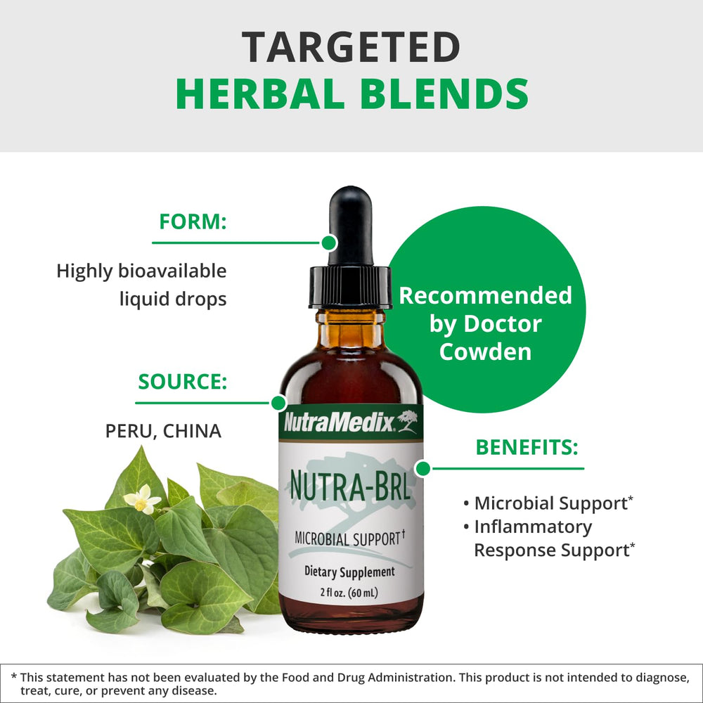 NutraMedix Nutra BRL herbal blend with Stevia shown for taste.