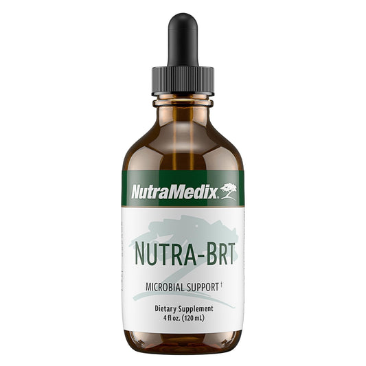 NutraMedix Nutra-BRT bottle label highlighting Huacapurana and Houttuynia for immune support