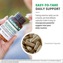 NutraMedix Resveratrol packaging and usage scene suggesting daily routine