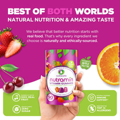 Nutramin gummies packaging emphasizes vitamin D and zinc for immune support.