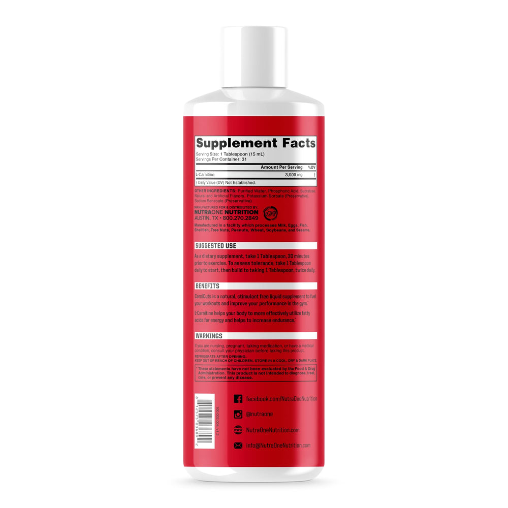 NutraOne Carnicuts bottle Berry Blast pour spout enables easy, mess-free dosing.