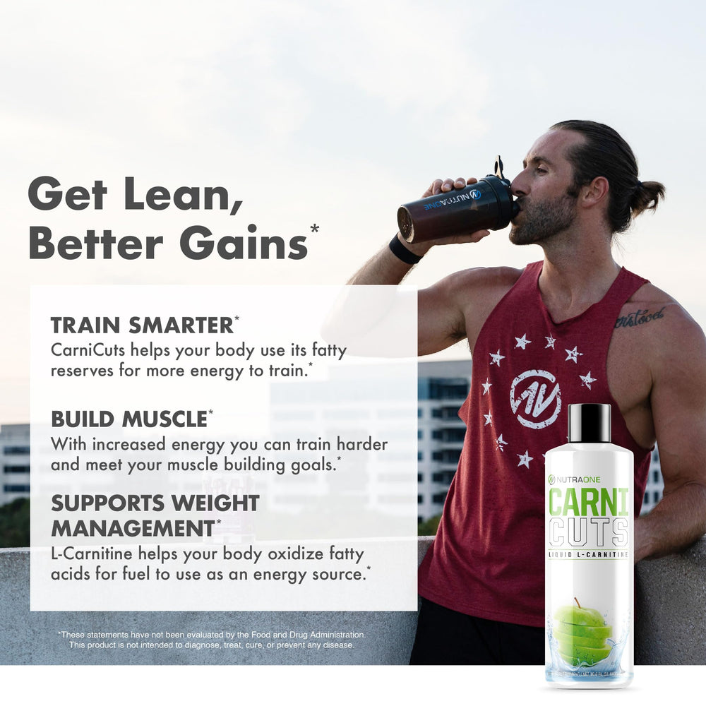 NutraOne Carnicuts Green Apple bottle ready for workouts