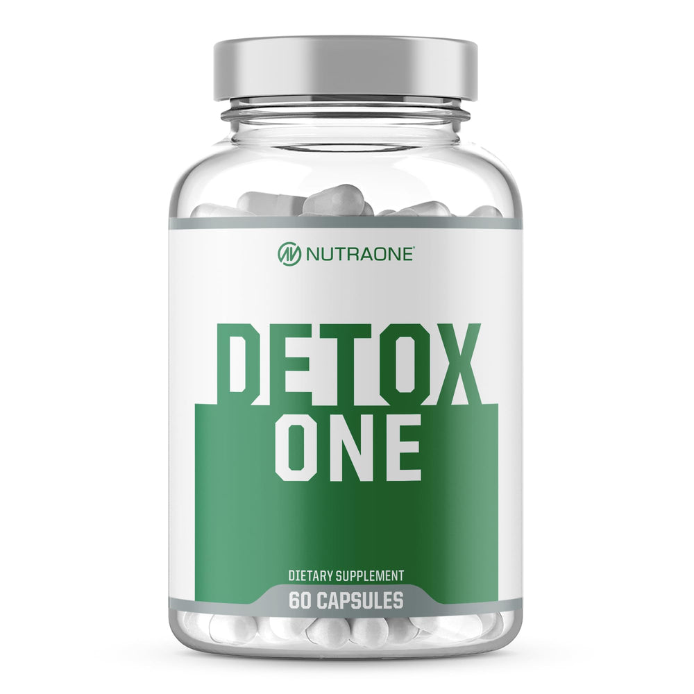NutraOne DetoxOne bottle on display for everyday detox support.