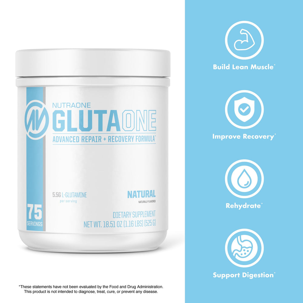 NutraOne GlutaOne powder dissolving in water demonstrating easy mixing