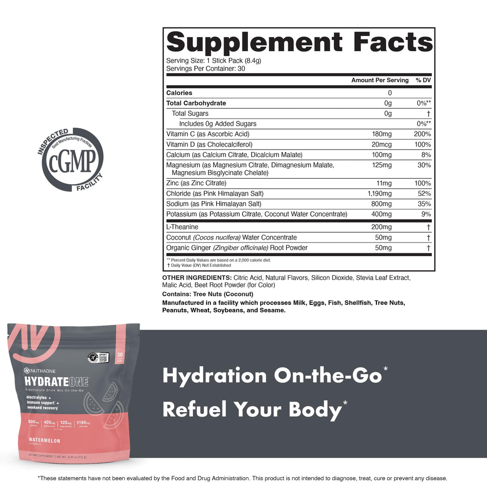 Glass of NutraOne HydrateOne pink drink showing refreshing taste and color.