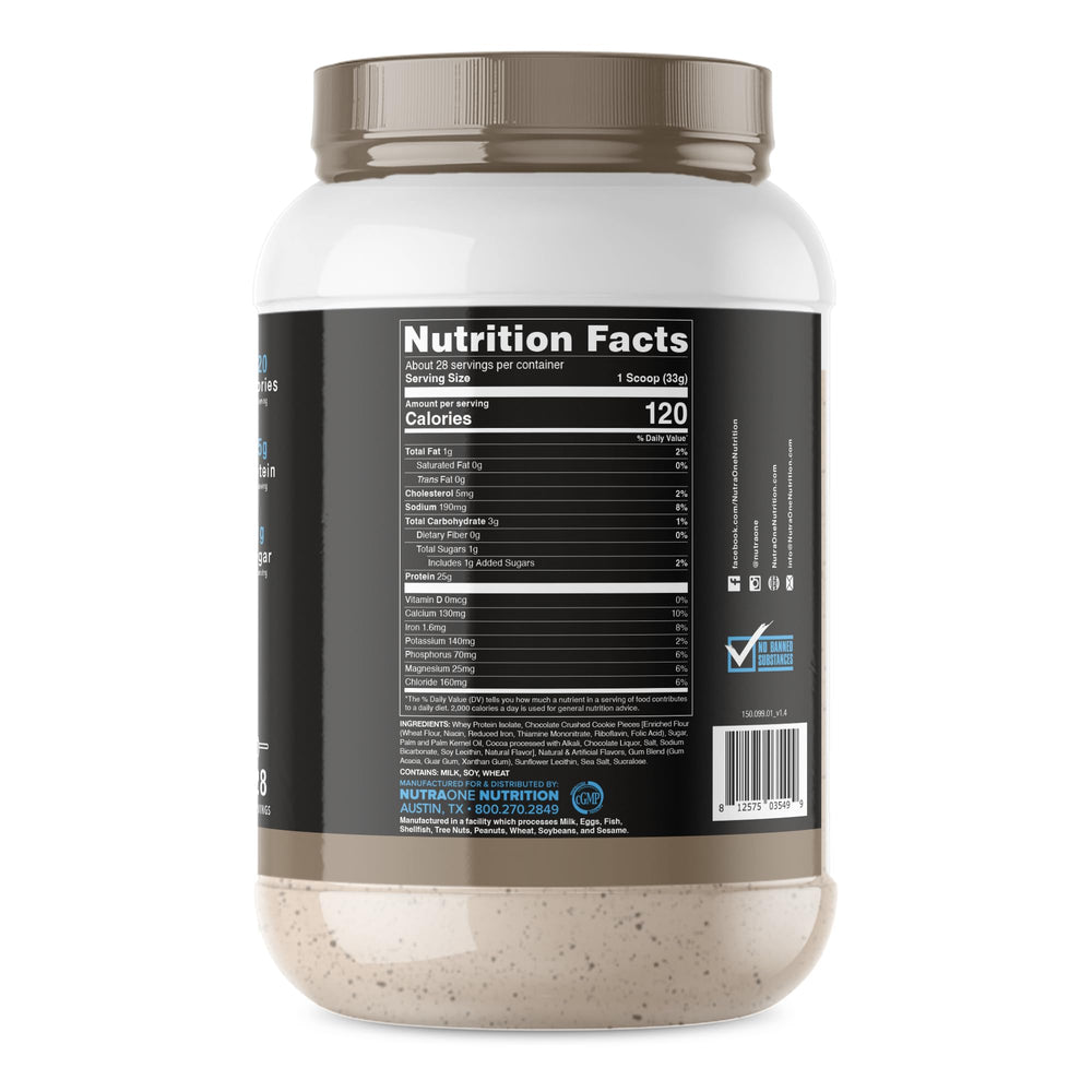 NutraOne IsolateOne Cookies & Cream shaker ready for a post-workout shake
