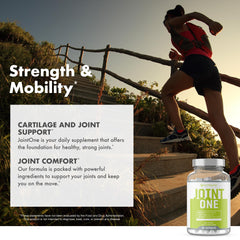 Bottle of NutraOne JointOne beside gym gear to signal performance support