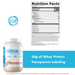 Close-up of ProteinOne label showing low sugar and high protein