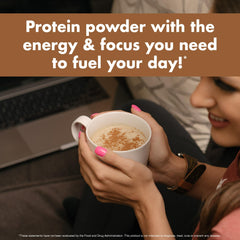 NutraOne RoastOne label close-up showing caffeine and sugar details.