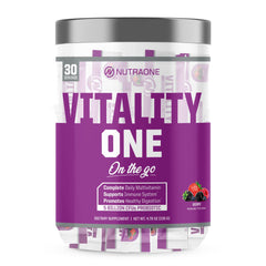 NutraOne VitalityOne On the Go Berry packet ready to mix for daily nutrition