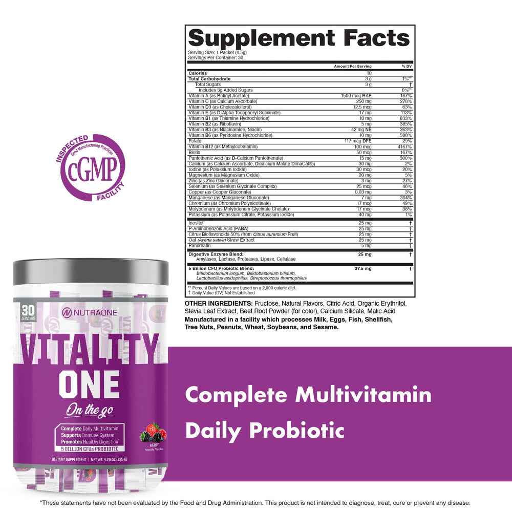 NutraOne VitalityOne berry flavor supports easy daily supplementation on the go