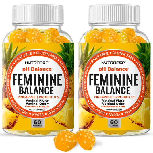 NutraPep Feminine Balance bottle close-up highlighting convenient daily probiotic support