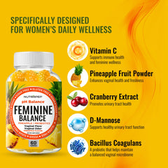 NutraPep Feminine Balance packaging shows cranberry extract and D-mannose ingredients