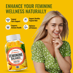 NutraPep Feminine Balance gummies on a tray highlighting pineapple flavor