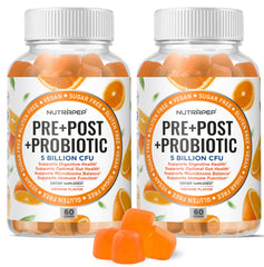NutraPep prebiotic probiotic postbiotic gummies bottle for gut balance