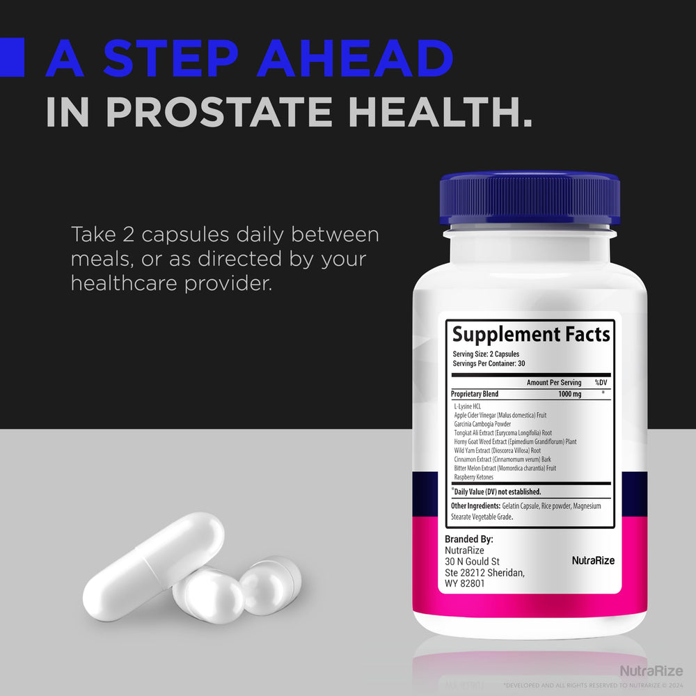 Retail display featuring NutraRize EZ Prostate as natural dietary option