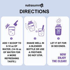 Nutrasumma Clear Whey label-detail — 20 g protein per serving, 90 calories.