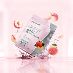 Nutrasumma Clear Whey Peach quick-mix image showing fast-dissolving formula