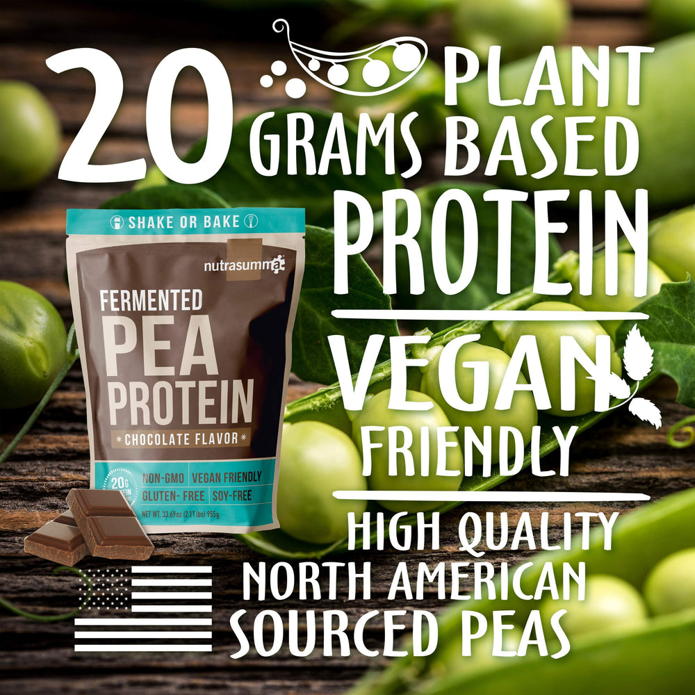 Nutrasumma pea protein 20g serving panel with complete amino acids