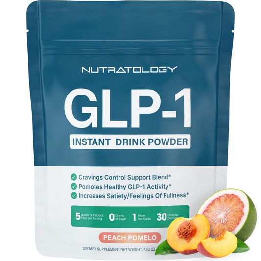 Nutratology GLP-1 Booster bottle being poured for crave-control and hydration.