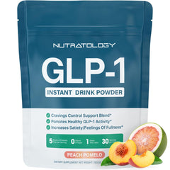 Nutratology GLP-1 Booster bottle being poured for crave-control and hydration.