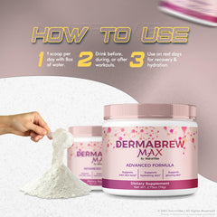 NutraVibe DermaBrew Max ingredient panel showcasing Korean-inspired blend