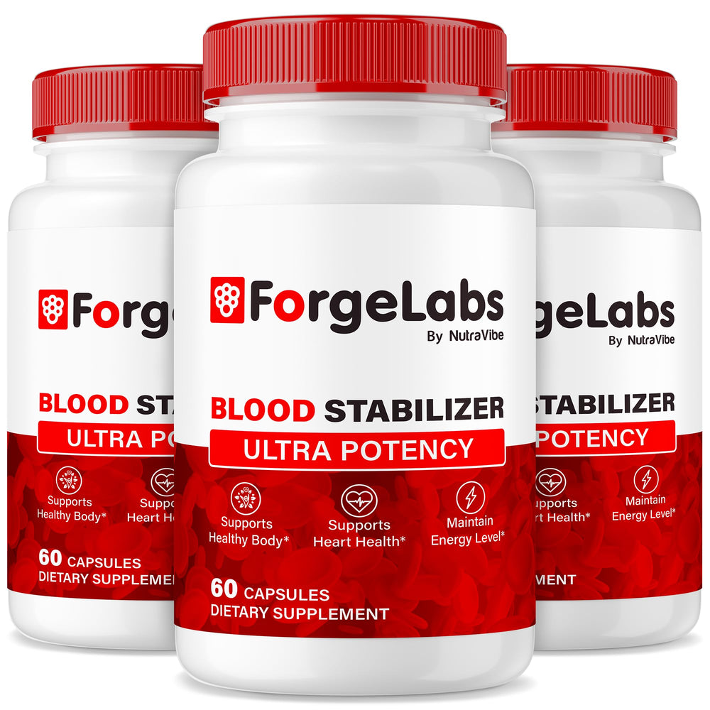 NutraVibe ForgeLabs Blood Stabilizer bottle with label for daily balance and steady energy.