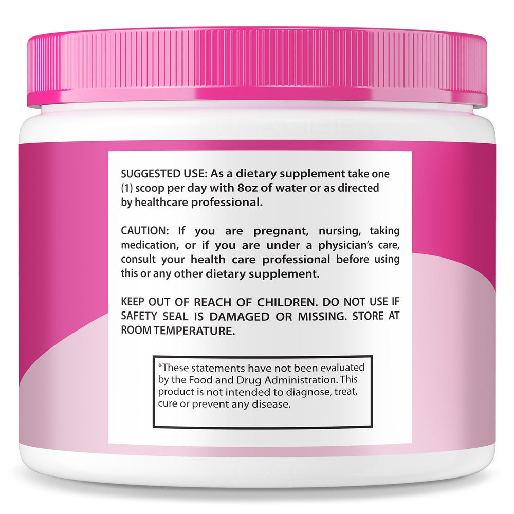 NutraVibe Gelatin Burn Powder label highlights advanced formula quality