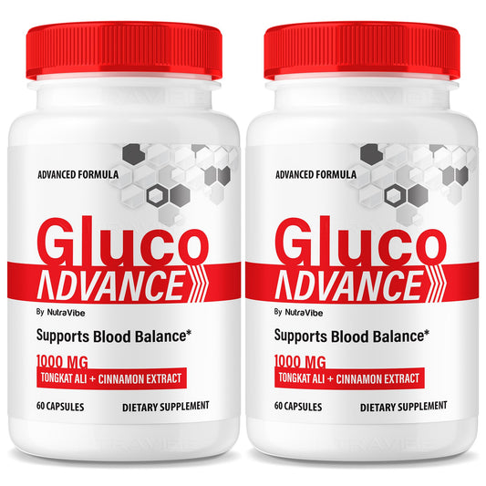 NutraVibe Gluco Advance bottle pour for easy daily use and supplementation.