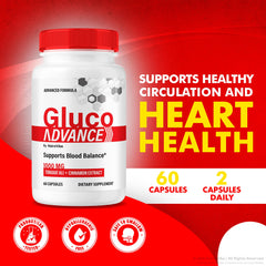 Label view of NutraVibe Gluco Advance showing natural ingredients and dosage.
