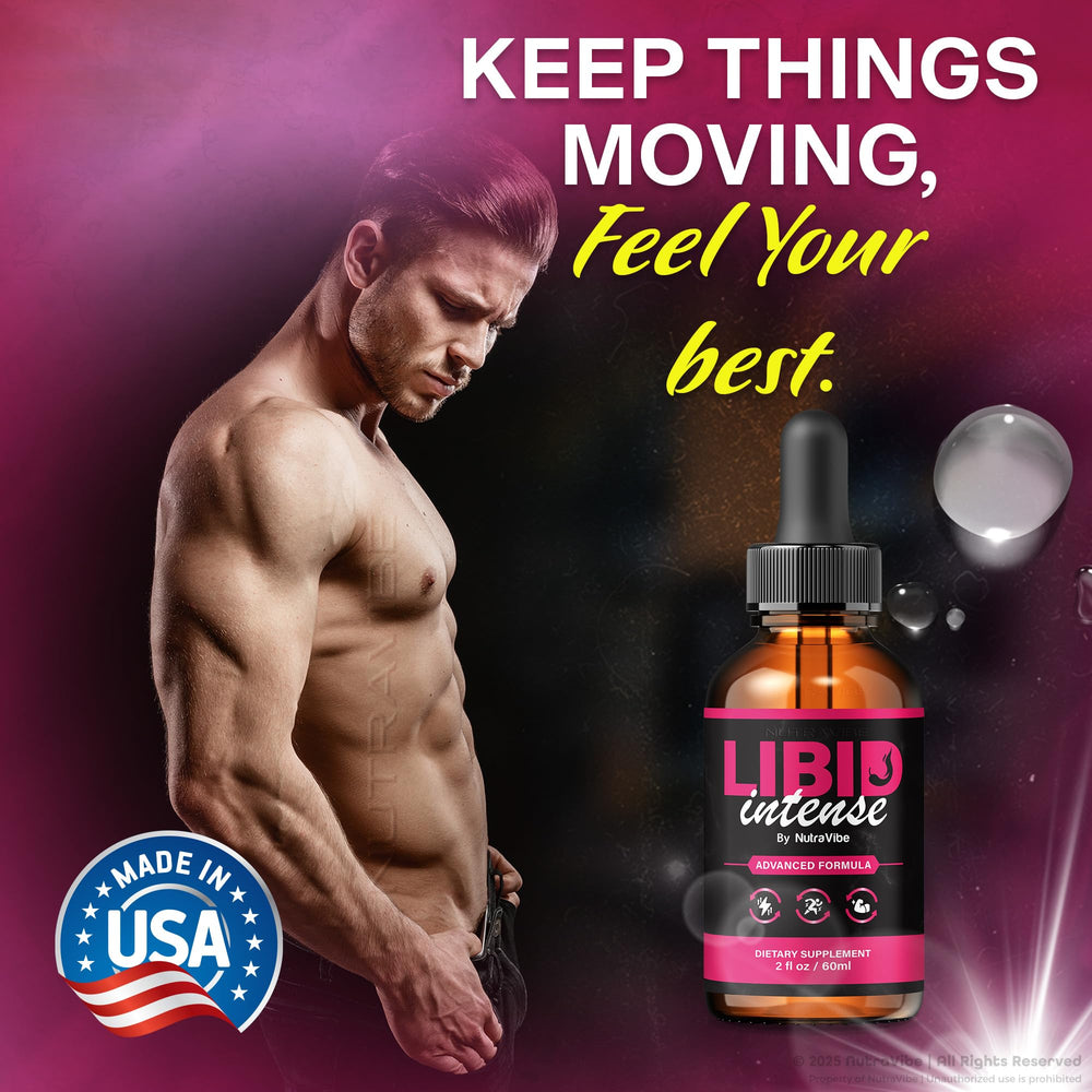 NutraVibe Libid Intense Drops display with 30 servings symbol.