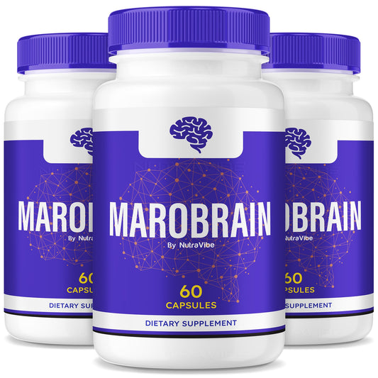 NutraVibe Marobrain bottle on desk promotes focused study sessions.